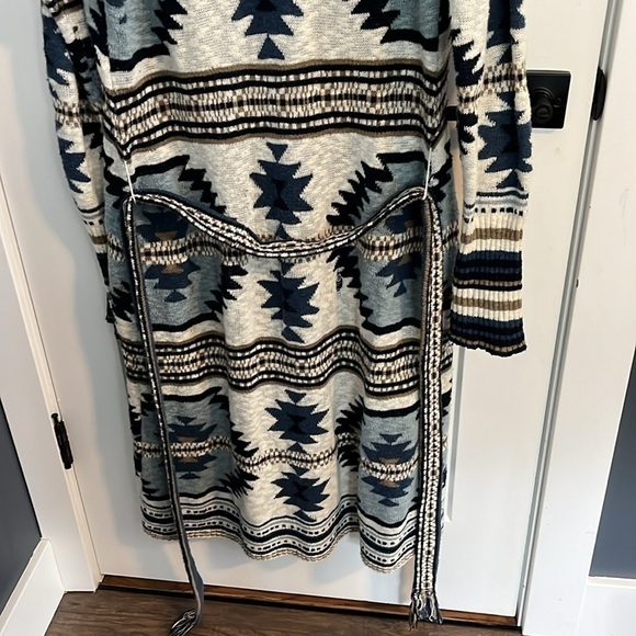 Faherty Southwestern Paloma Cardigan Sweater Duster Ombré Blue - Picture 9 of 15
